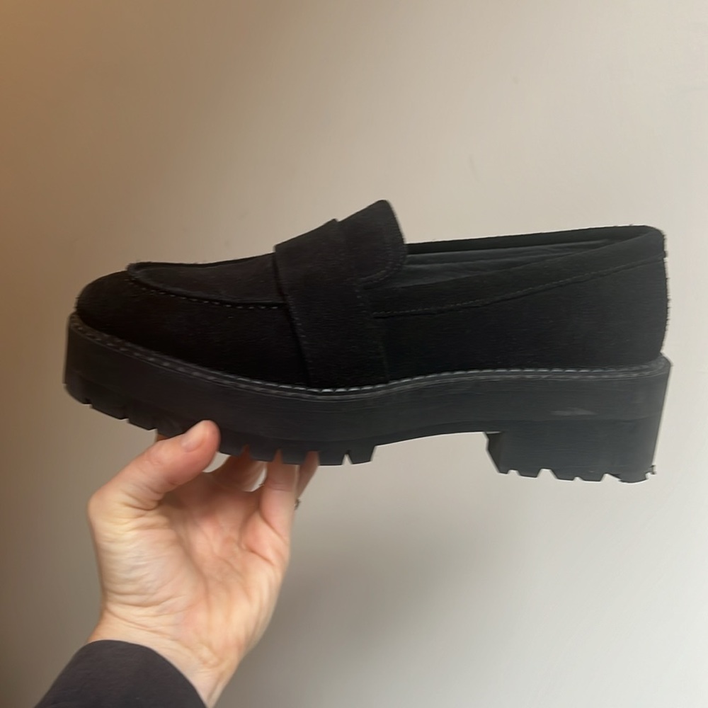 & Other Stories Black Suede Chunky Lug Sole Loafers